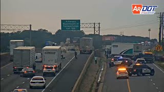 Arkansas Rubbernecker In Utility Truck Crashes Into Tractor Trailer Next To Fatal Accident Scene [upl. by Vitale]