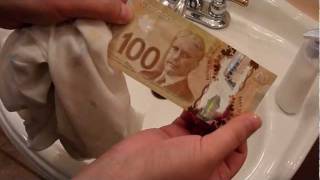 canada polymer 100  money quotlaunderingquot test wash amp dry [upl. by Yasmine]