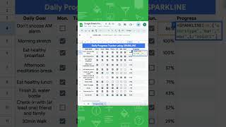 Create a dynamic progress bar in GoogleSheets using the SPARKLINE function 🤓 [upl. by Ennovahc]