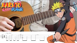 【TAB】Naruto Shippuden Sorrowful BGM – Samidare Early Summer Rain – Fingerstyle Guitar Tutorial [upl. by Zacek]