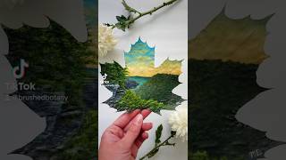 “Hawksbill Crag” painted on a preserved maple leaf art botanicalpainting natureinspiredart [upl. by Enitsuga]