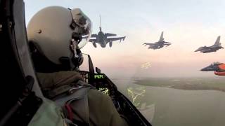 Video from pilot view in cockpit when F16 fighter jets fly over Amsterdam to salute the King [upl. by Mosira94]