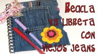 Regreso a Clases DIY Decora tus libretas con viejos jeans Back 2 school [upl. by Silvie]