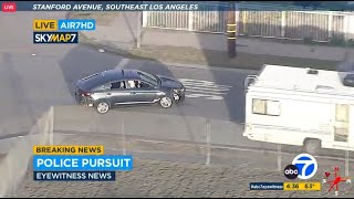 FULL VIDEO Police chase vehicle near South LA [upl. by Vinia]