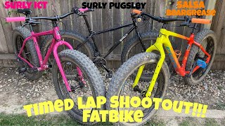 Salsa Beargrease VS Surly ICT VS Surly Pugsley  Fat Bike Timed Lap Shootout  Surprise Results [upl. by Bowler12]