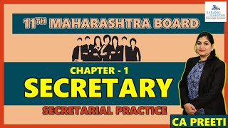 CHAPTER 1  LECTURE 2  SECRETARY  11TH SECRETARIAL PRACTICE  MAHARASTRA BOARD [upl. by Estas]