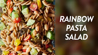 SIMPLY VIBRANT Rainbow Pasta Salad  DumpItAndMixIt [upl. by Ahsuoj473]