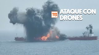 Con drones Así fue el ataque de rebeldes hutíes a barcos petroleros [upl. by Otreblaug]