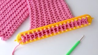 How to Loom Knit a Cowl  Scarf in a kind of Honeycomb Stitch DIY Tutorial [upl. by Carson]