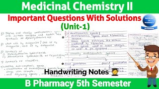 Medicinal chemistry 5th semester important questions with solution ll Unit 1 ll Pharma lectures ll [upl. by Aicnilav]