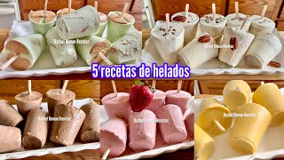 Paletas cremositas 5 sabores que te van a encantarfresanuezchocolate y platano😋 [upl. by Adolph]