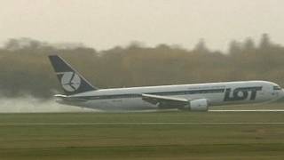 INCREDIBLE ESCAPE Boeing 767 plane crash lands in Warsaw [upl. by Cheatham649]