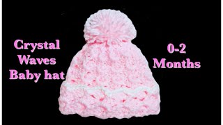 Crystal waves crochet stitch newborn baby hats 129 [upl. by Etteniuqna]