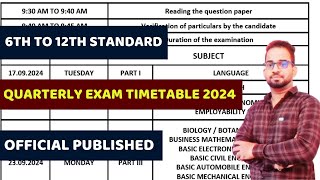 6th12th Quarterly Exam 2024 Timetable  10th 11th 12th Quarterly exam 2024 timetable [upl. by Epner47]