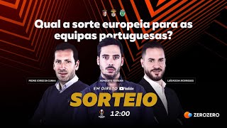 Sorteio da Liga Europa  Benfica SC Braga e Sporting conhecem adversários [upl. by Yentruok]