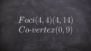 How to write the equation of an ellipse when given the foci and co vertex [upl. by Flora]