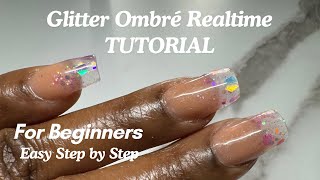 How To Do Glitter Ombré Square Acrylic Nails Beginner Friendly Tips amp Tricks Step by Step DIY [upl. by Nivlem]