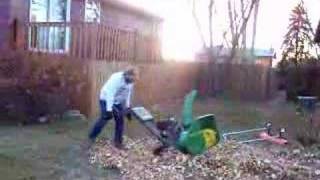 Using snow blower to pick up leaves [upl. by Eudoxia]