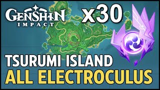 Genshin Impact  ALL 30 Tsurumi Island Electroculus Locations [upl. by Yruj264]