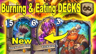 Burning amp Eating Opponents Deck With My NEW Anomaly Yogg Warlock At Titans MiniSet  Hearthstone [upl. by Gassman]