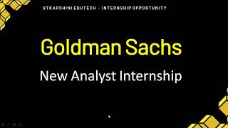 Goldman Sachs New Analyst Internship Internships [upl. by Chavaree]