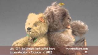 Six Vintage Steiff Stuffed Bears [upl. by Yrian570]