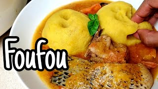 Recette de Foufou banane avec sa sauce claire au poisson [upl. by Aleb]