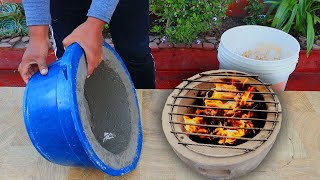 Estufa Parrillero Hecho En Casa Con Lavadores De Plástico DIYParrillero De Cemento [upl. by Clerc]