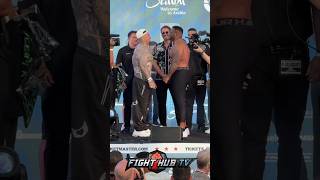 Andy Ruiz amp Jarrell Miller EXCHANGE words at final FACE OFF at weigh in [upl. by Ponzo372]