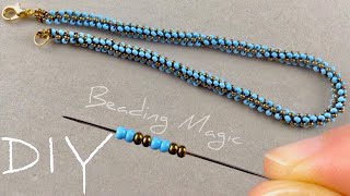 Beaded Necklace Tutorial Seed Bead Rope Necklace [upl. by Raquela]