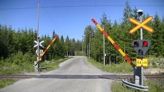 Spoorwegovergang Siilinjärvi FIN  Railroad crossing  Tasoristeys [upl. by Wilburt]