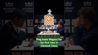 Prag beats Magnus Carlsen for the first time in Classical Chess🎉💎 chess checkmate norwaychess [upl. by Ahsikym750]