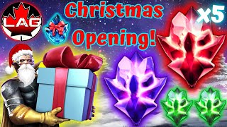 x5 7Star Gifted Guardians Valiant Holiday Gift Christmas Crystal Opening Cornucopia GBCs MCOC [upl. by Alleroif]