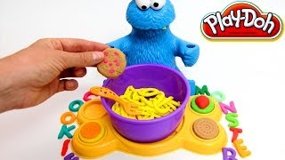 Play Doh Cookie Monster Letter Lunch Mold Cookies Sesame Street Playset playdo by lababymusica [upl. by Aalst]