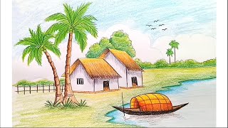 How to draw a landscape  step by step [upl. by Bucella989]