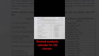 Revised academic calendar for UG courses for 20242025 students Appointment sedule [upl. by Gavini735]