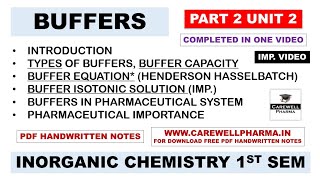 Buffers completed  Buffer Equation  Buffer Isotonic solutions  Part 2 Unit 2  pic 1st sem [upl. by Player433]