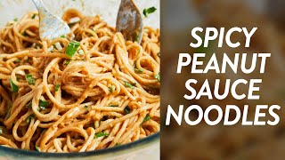 EASIEST 15Minute Spicy Peanut Sauce Noodles  Vegan Dinner Recipe [upl. by Ahsiket]