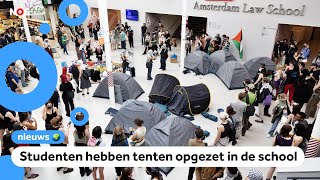 Protesten bij universiteiten tegen oorlog Gaza [upl. by Bunder]