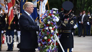 Trump lays wreath at the Tomb of the Unknowns [upl. by Oiramel316]