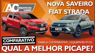 COMPARATIVO NOVA VW SAVEIRO 2024 X FIAT STRADA 2024 QUAL A MELHOR PICAPE COMPACTA [upl. by Adnih]