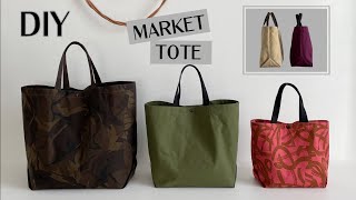 DIY  Market Tote turn one piece of fabric into this gorgeous bag Super easy Beginner friendly [upl. by Sined51]