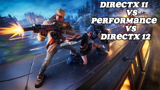 Epic settings FORTNITE Chapter 5  DirectX 12 vs DirectX 11 vs Performance RTX 2060 I5 11400f [upl. by Iaka]