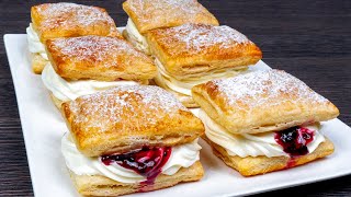 They will disappear in a minutePerfect dessert of puff pastry and pastry creamReady in 20 minutes [upl. by Garfinkel]