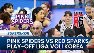 Laga Playoff Liga Voli Putri Korea Pink Spiders vs Red Sparks Aksi Megawati Start 22 Maret voli [upl. by Ycram]