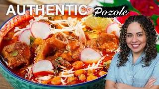 AUTHENTIC POZOLE rojo  DELICIOUS Red pork pozole  Villa Cocina [upl. by Tiossem]