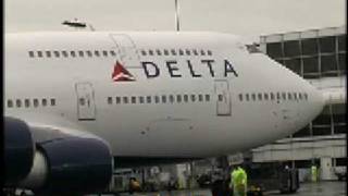 Delta 747400 arrives at LAX [upl. by Ynffit]