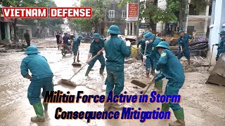 Militia Force Active in Storm Yagi Consequence Mitigation yagi vietnamdefense storm militiamen [upl. by Anaeed]