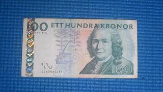 Old 100 Swedish Kronor Banknote 3rd Design  Swedish Krona  Svenska kronan [upl. by Bartko]