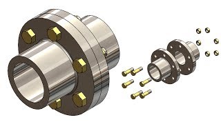 ⚡ SOLIDWORKS TUTORIAL 33  Design of Flange coupling assembly in solidworks [upl. by Greenwell]